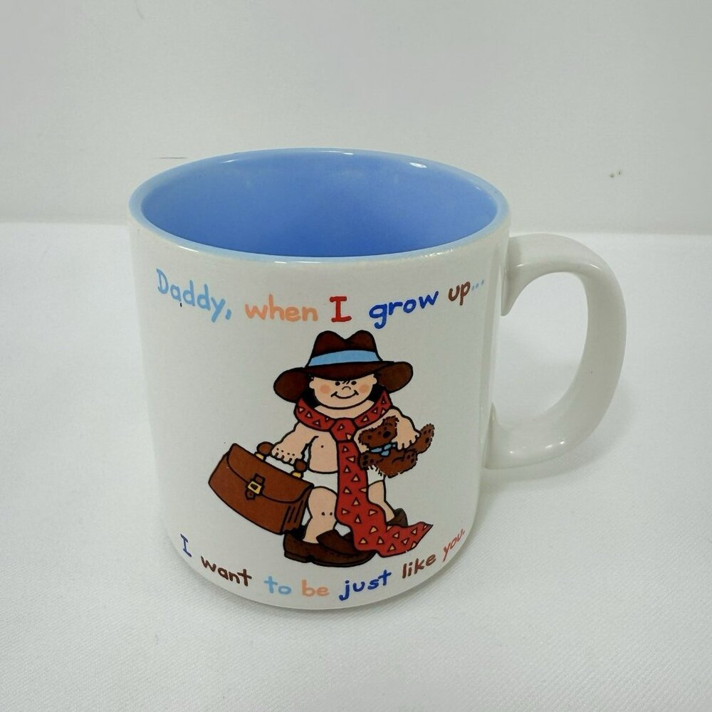 Vintage Russ Berrie Mug Father Day Birthday Son Boy Baby Grow Up Daddy Message